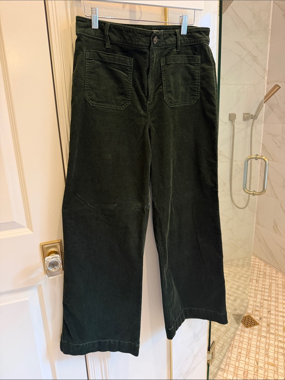 LOFT Forest Green Wide-Leg Corduroy Pants